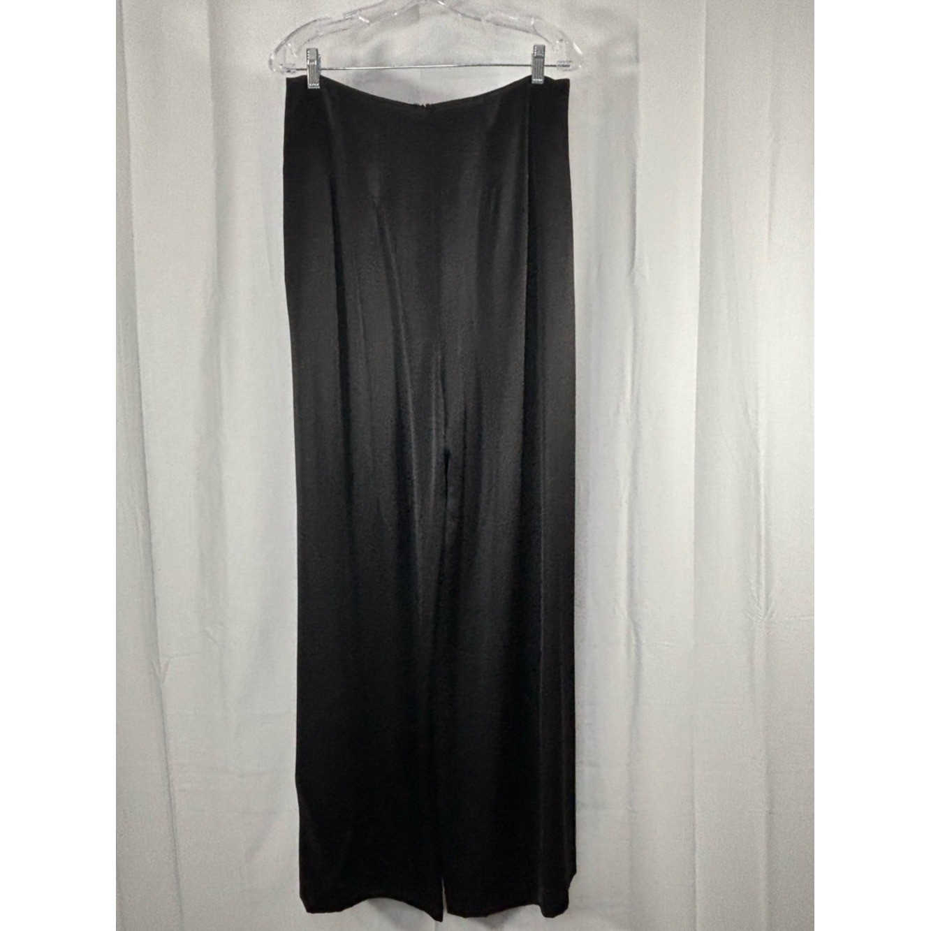 NWT KALLMEYER Madelynn Classic Black Satin Wide Leg Trousers Size 10