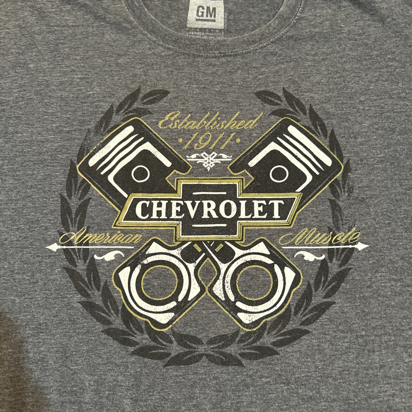 Chevrolet American Muscle Graphic T-Shirt XL Gray Established 1911 Cotton Blend