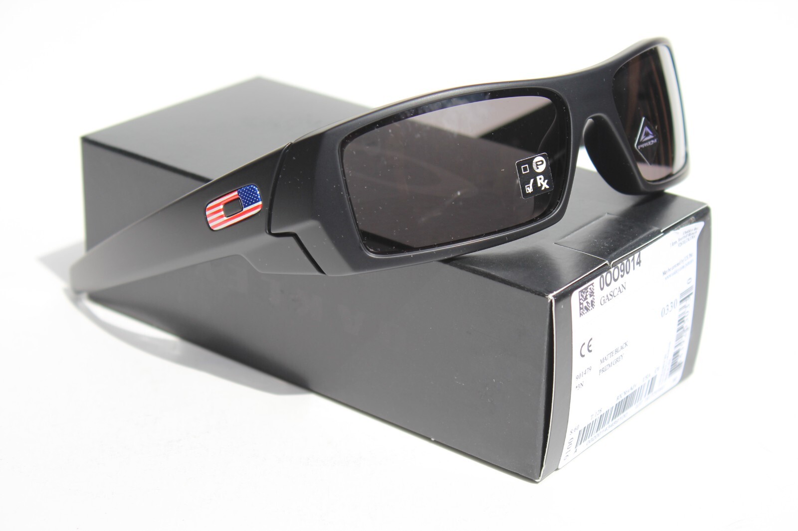 OAKLEY Gascan Sunglasses Matte Black/Prizm Grey SI USA FLAG RARE NEW OO014-79