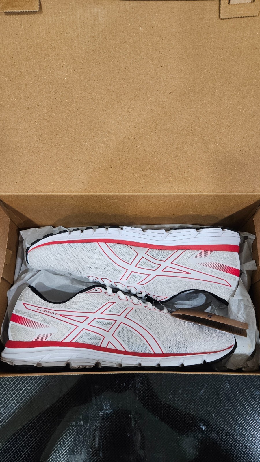 NEW Asics Gel-Zaraca 5 B Brilliant White/Classic Red Running Shoes Men’s Size 10