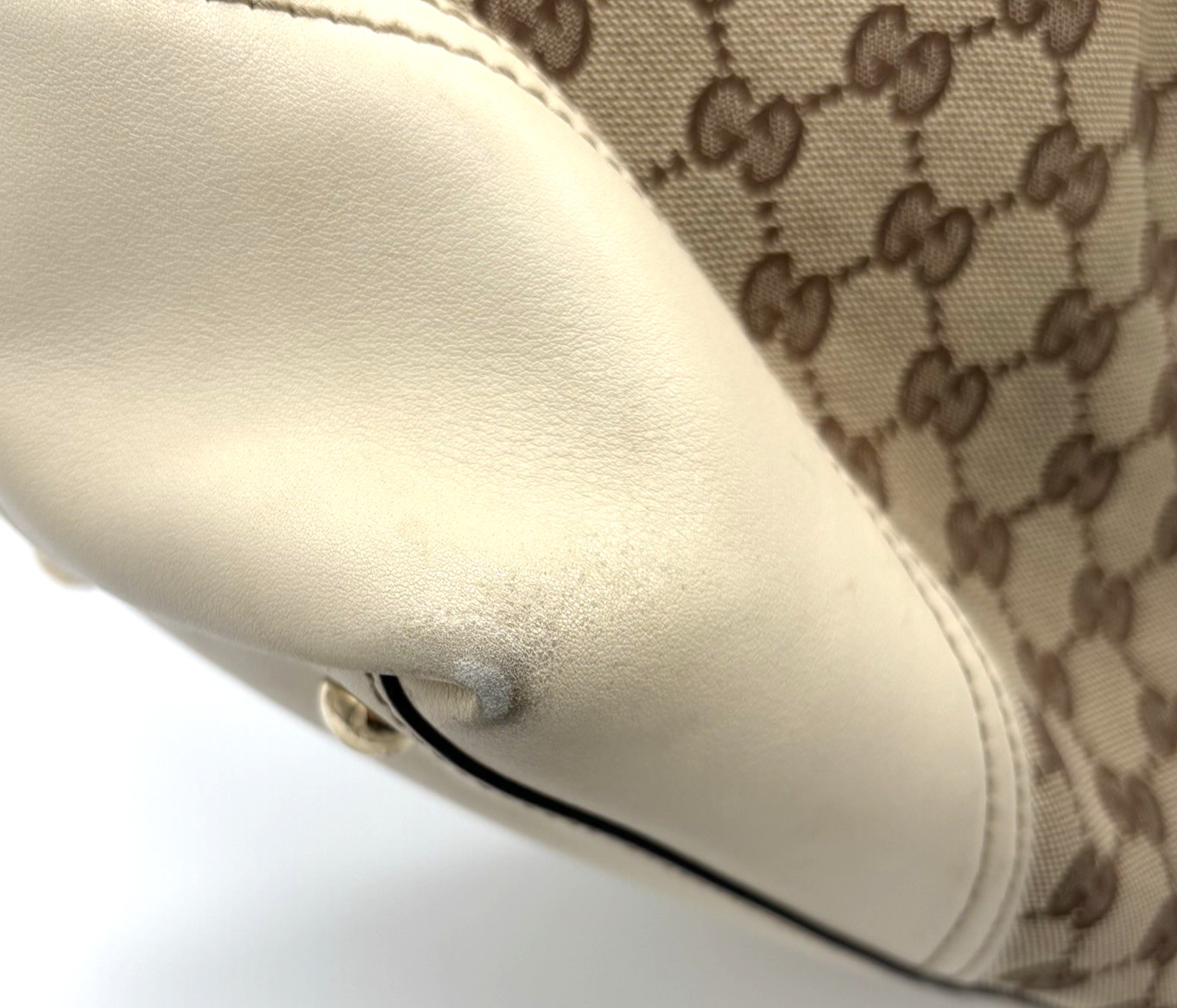 GUCCI GG Logo Abbey Shoulder Bag Canvas Leather Brown Beige Authentic 0058