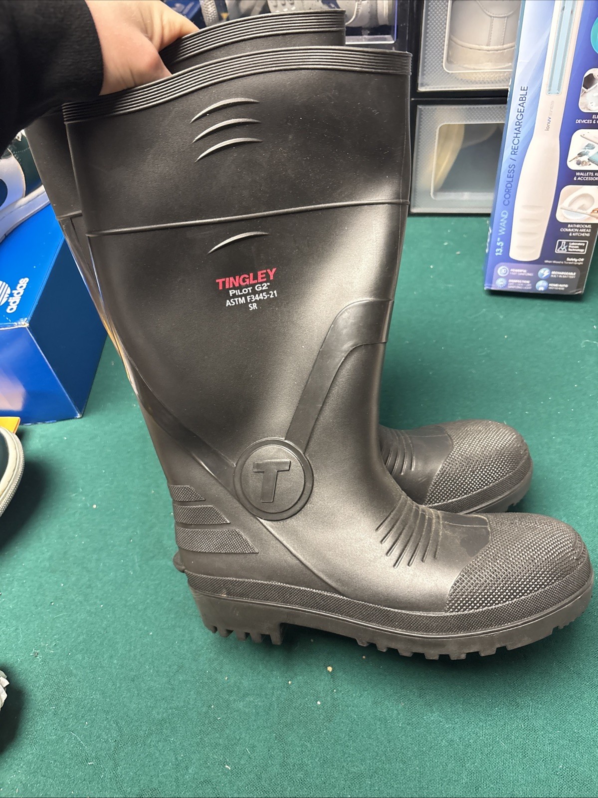 Men’s Tingley Pilot 31151 Black PVC Rubber 15″ Knee Plain Toe Work Boots Size 7