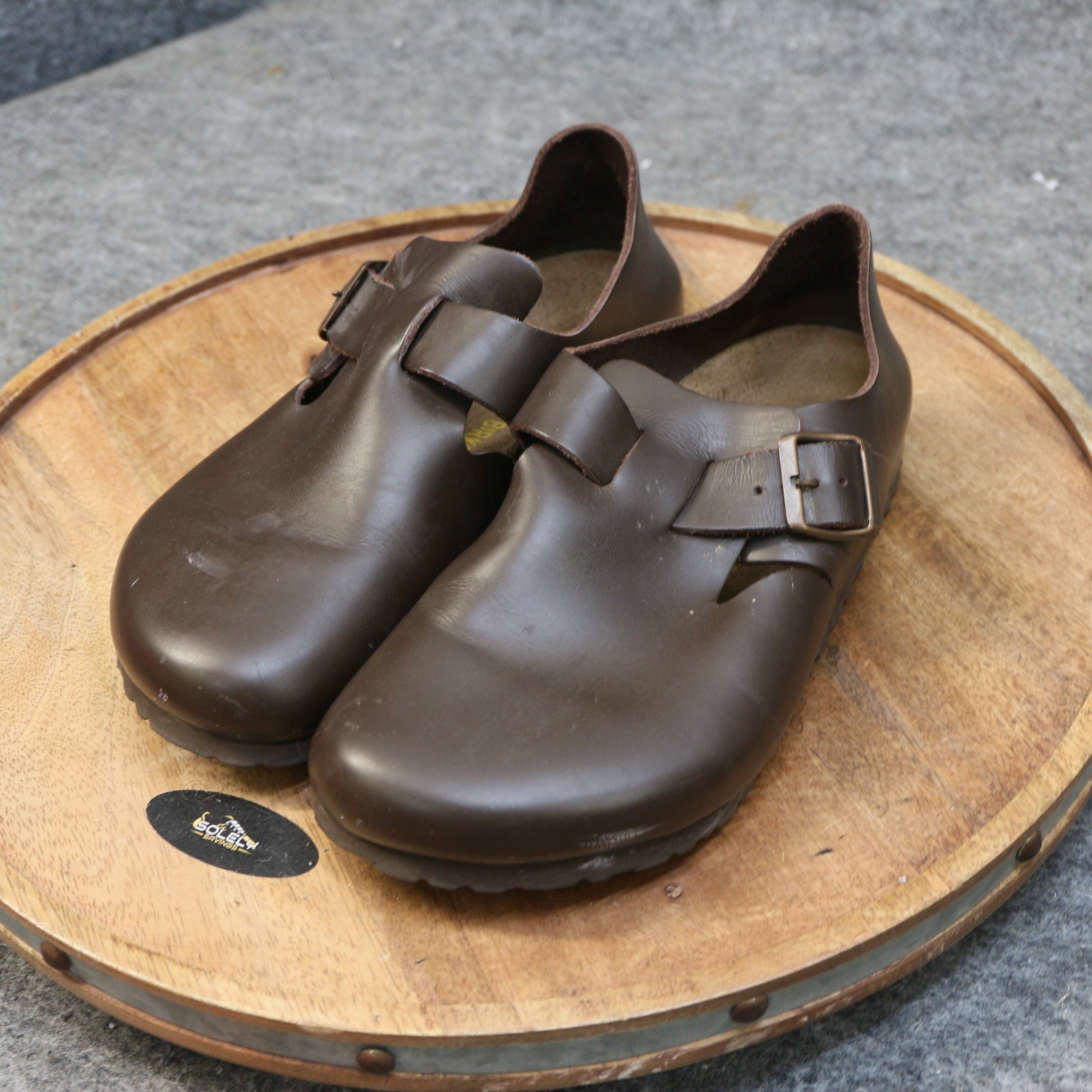 Birkenstock London Womens 38 US 7 Reg. Brown Oiled Leather Clogs Shoes Slip On