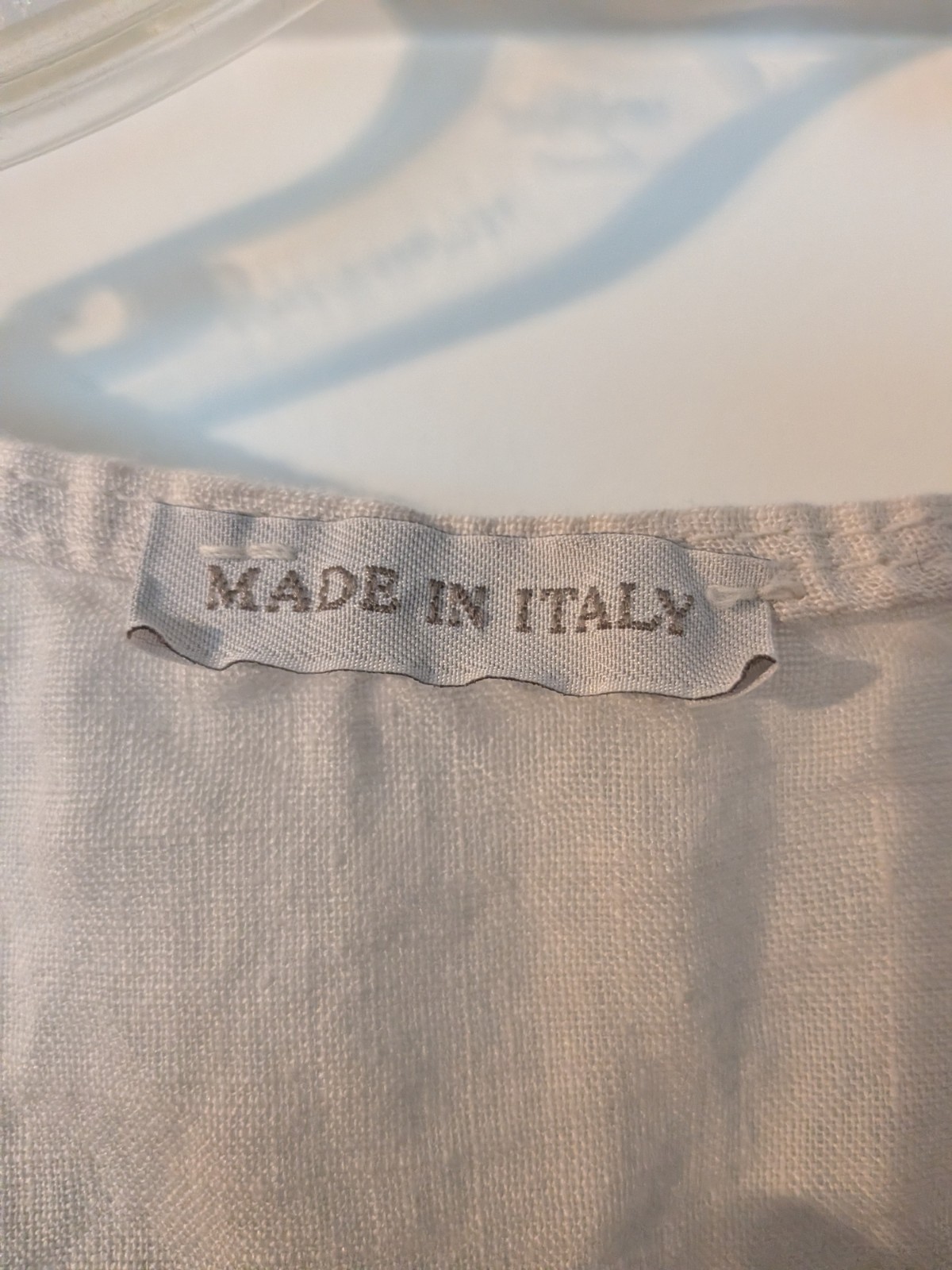Made in Italy Flax Linen Sleeveless Scoop Neck Shift Dress Crochet Size S