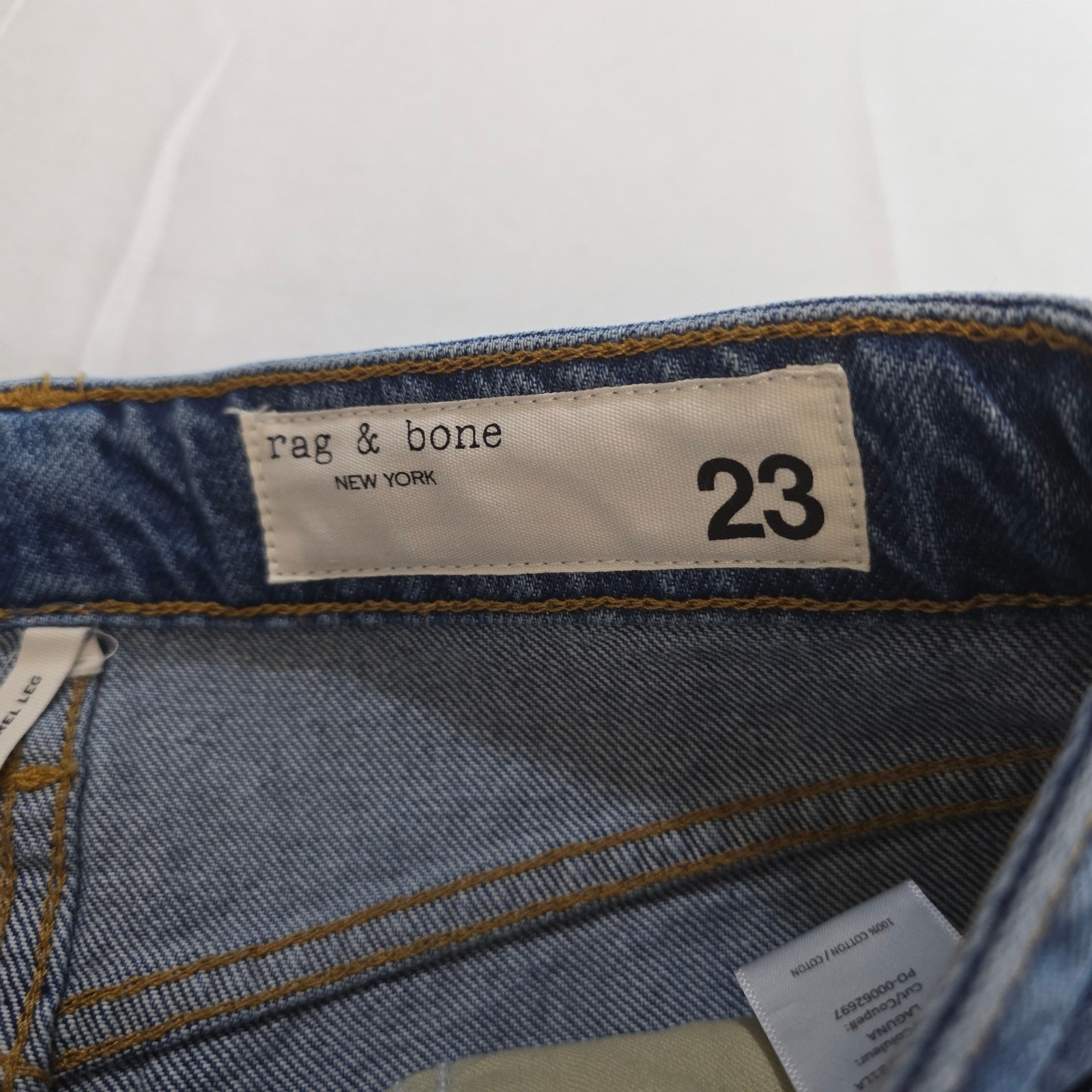 Rag & Bone Alissa High Rise Barrel Leg Jeans Women 23 Blue Laguna Button Fly NWT