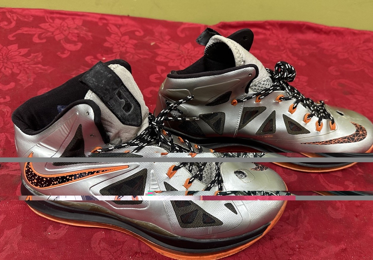 2012 Nike LeBron X Lava Grey Black Orange Sneakers Mens Sz 11 541100-800 Read
