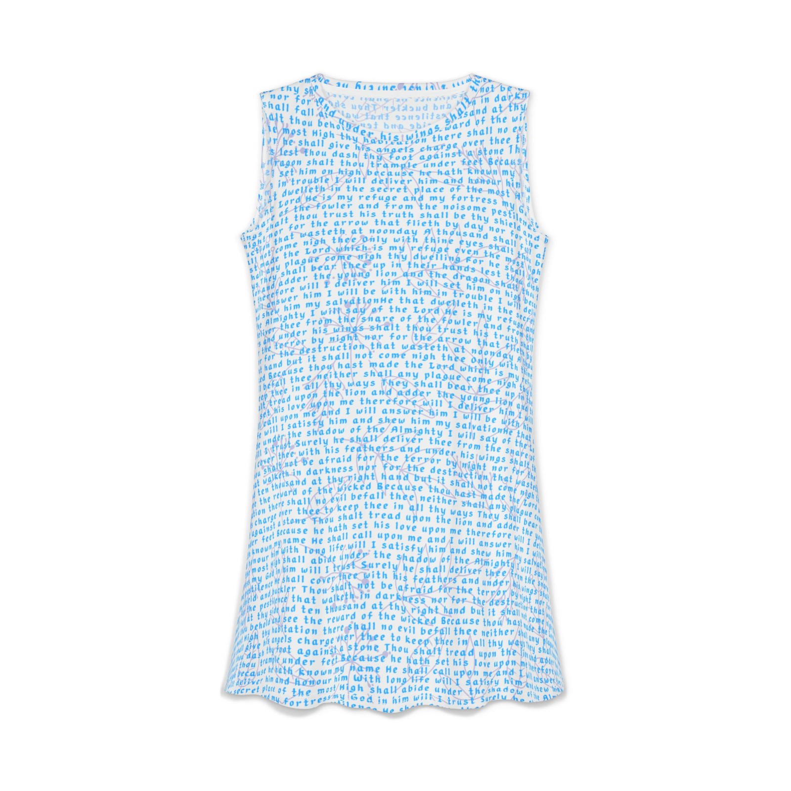 Blue Script Psalm 91 Pattern Dress | All-Over Print