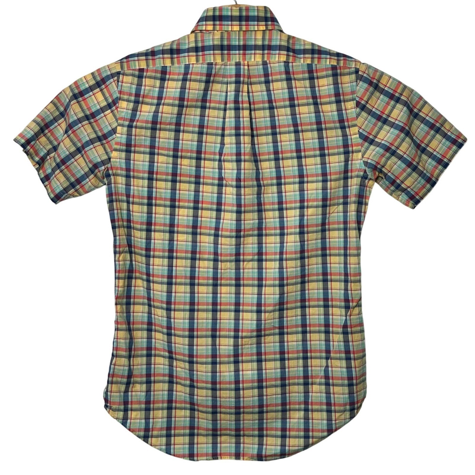 Ralph Lauren Men’s Small Short Sleeve Plaid Button Down Shirt Custom Fit Yellow
