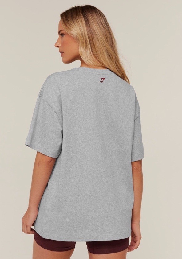GYMSHARK Women’s Collegiate Graphic T-Shirt in Grey – Size Medium