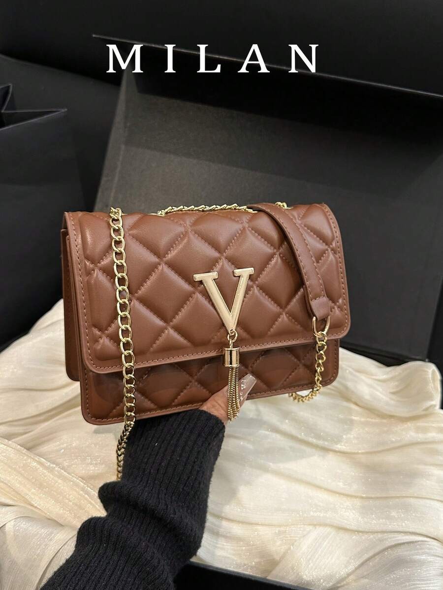 Mini Chevron Flap Square Bag Women Chain Crossbody Adjustable Shoulder Purse