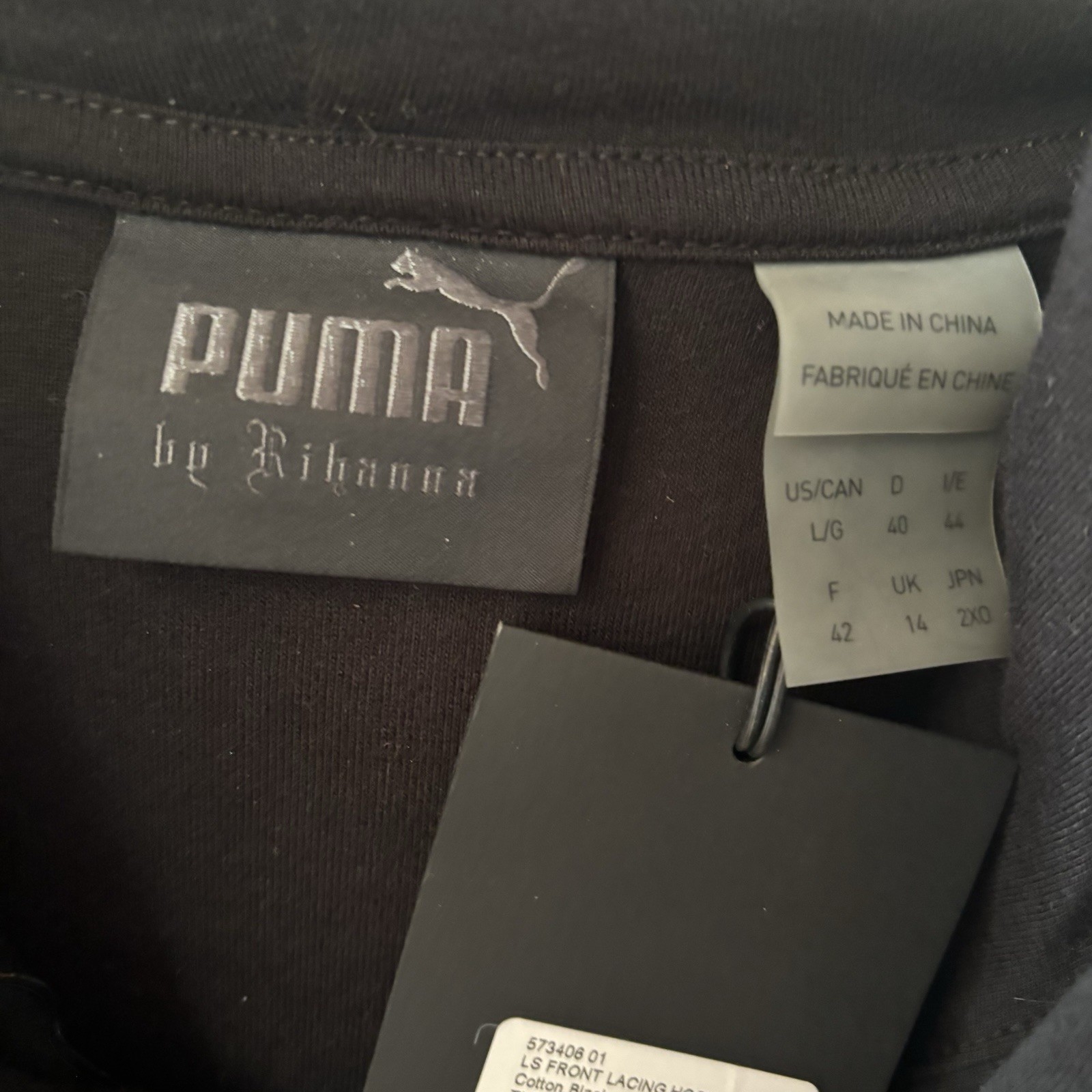 NWT Fenty x Puma by Rihanna Oversized Printed Hoodie Black Hitoshi Nomura LARGE