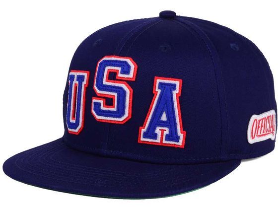 Official Brand Oversized USA Logo Blue Adjustable Snap Back Flat Bill Cap Hat