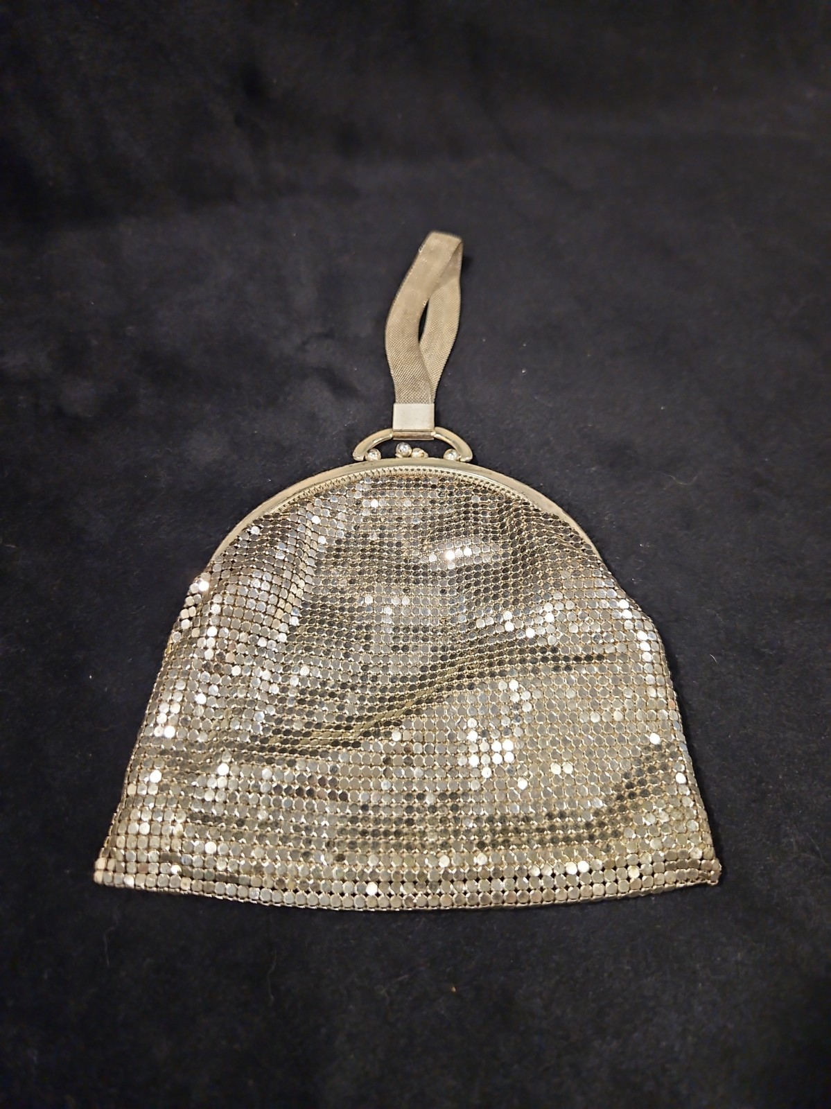 Vintage Whiting & Davis Silver Mesh Evening Bag Wristlet 1960s Art Deco