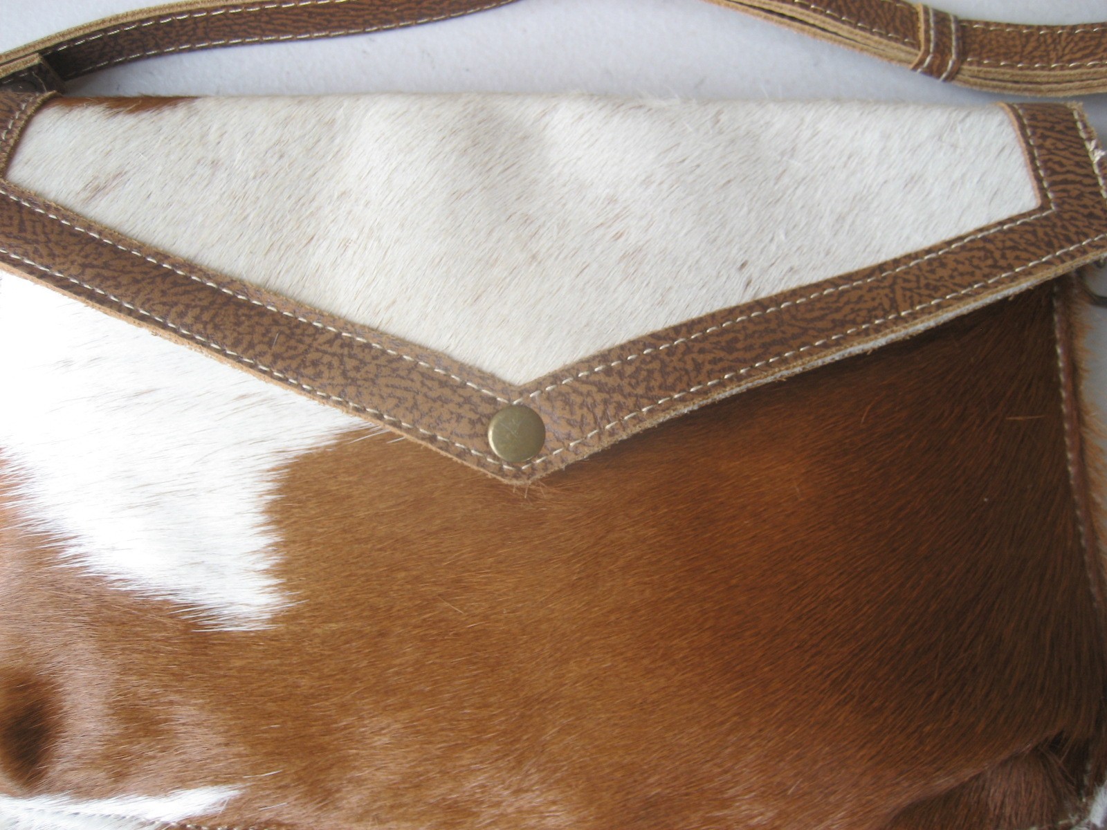 Myra Cowhide Leather Calfhair Crossbody Bag Fringe Western Handbag MINT