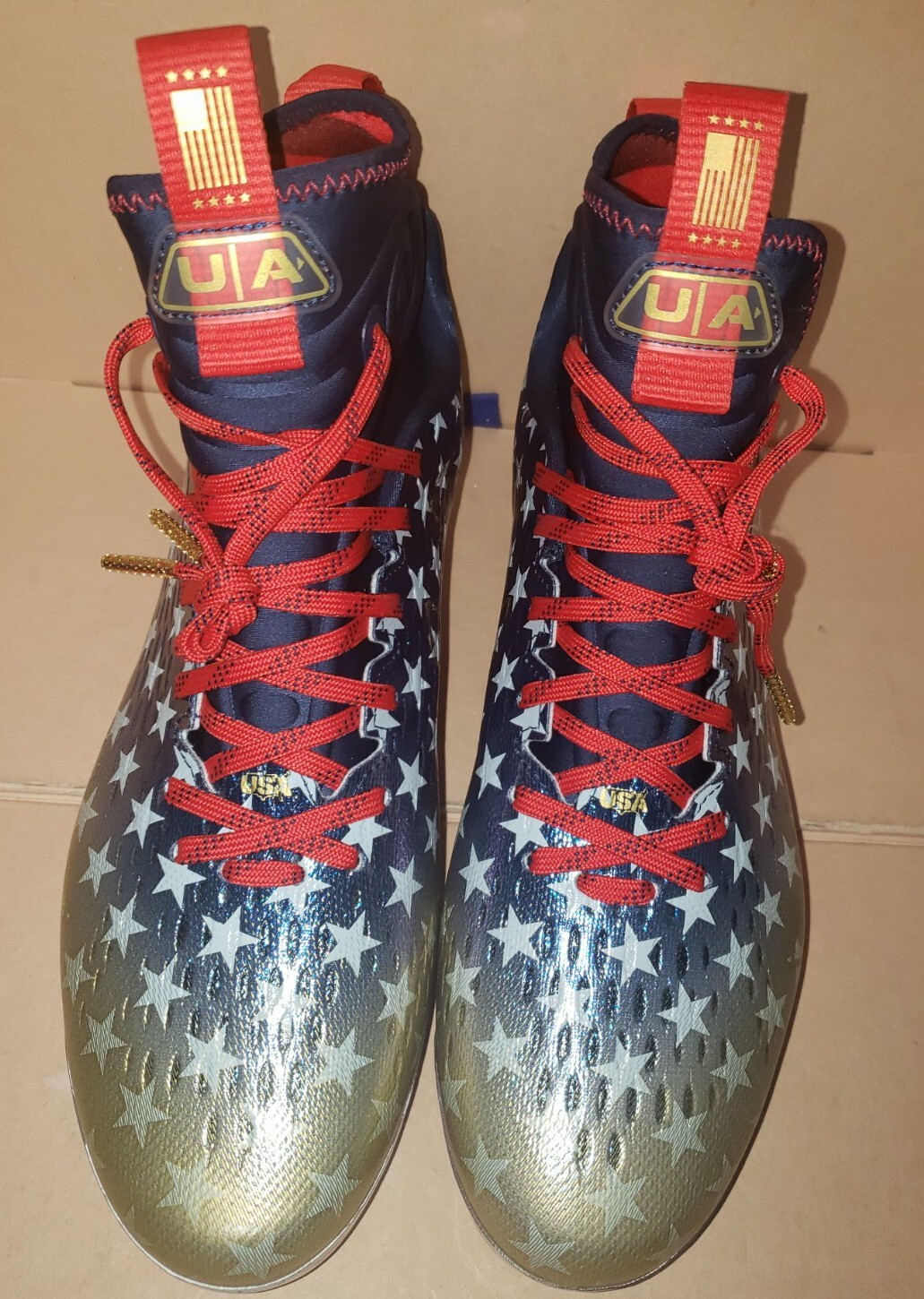 Under Armour Spotlight Lux LE MC USA Americana Football Cleats Men’s Sizes NEW