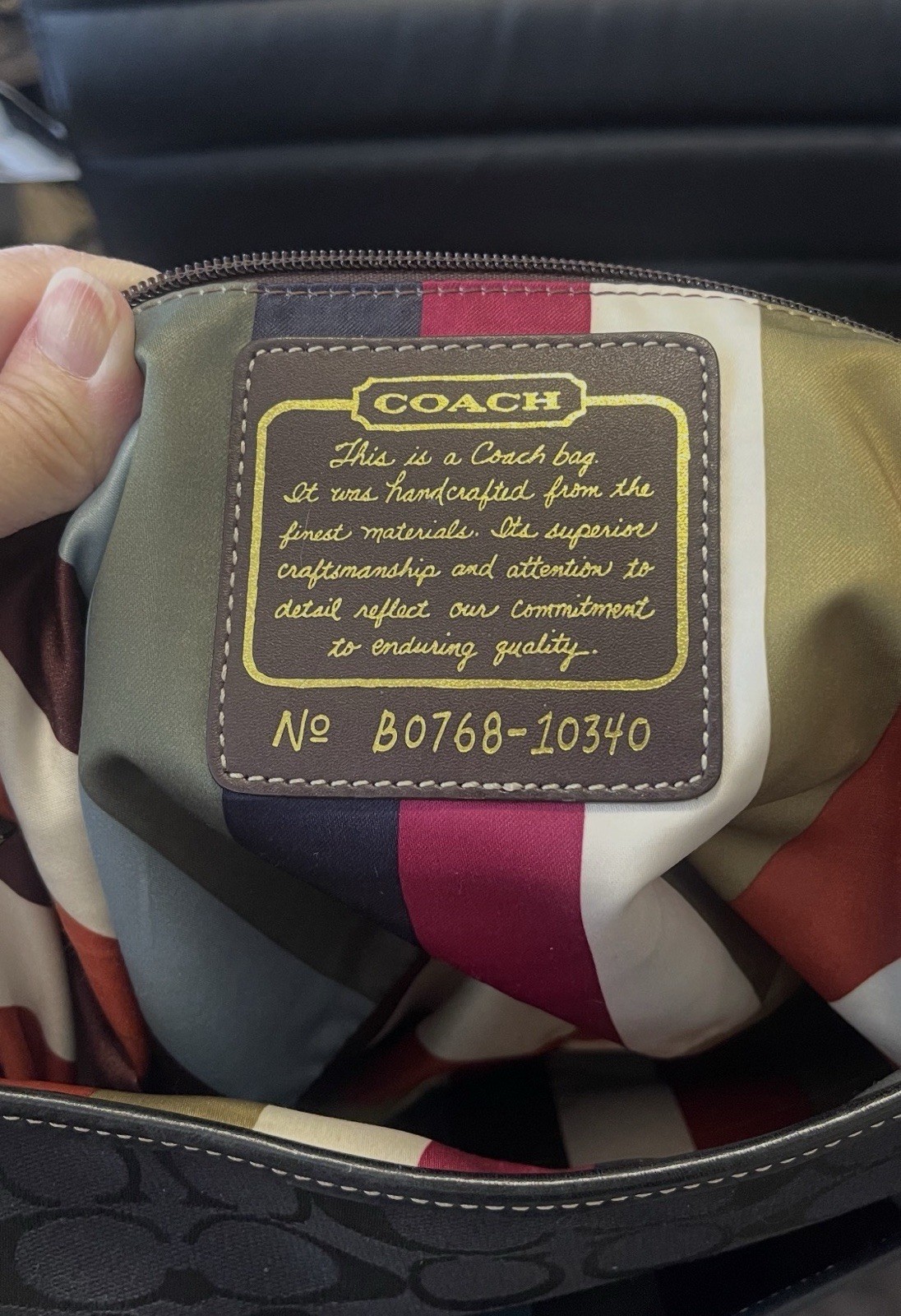 Coach Black Logo Shoulder Bag Turn Lock Zip Gold Hardware Lined Inner Pockets