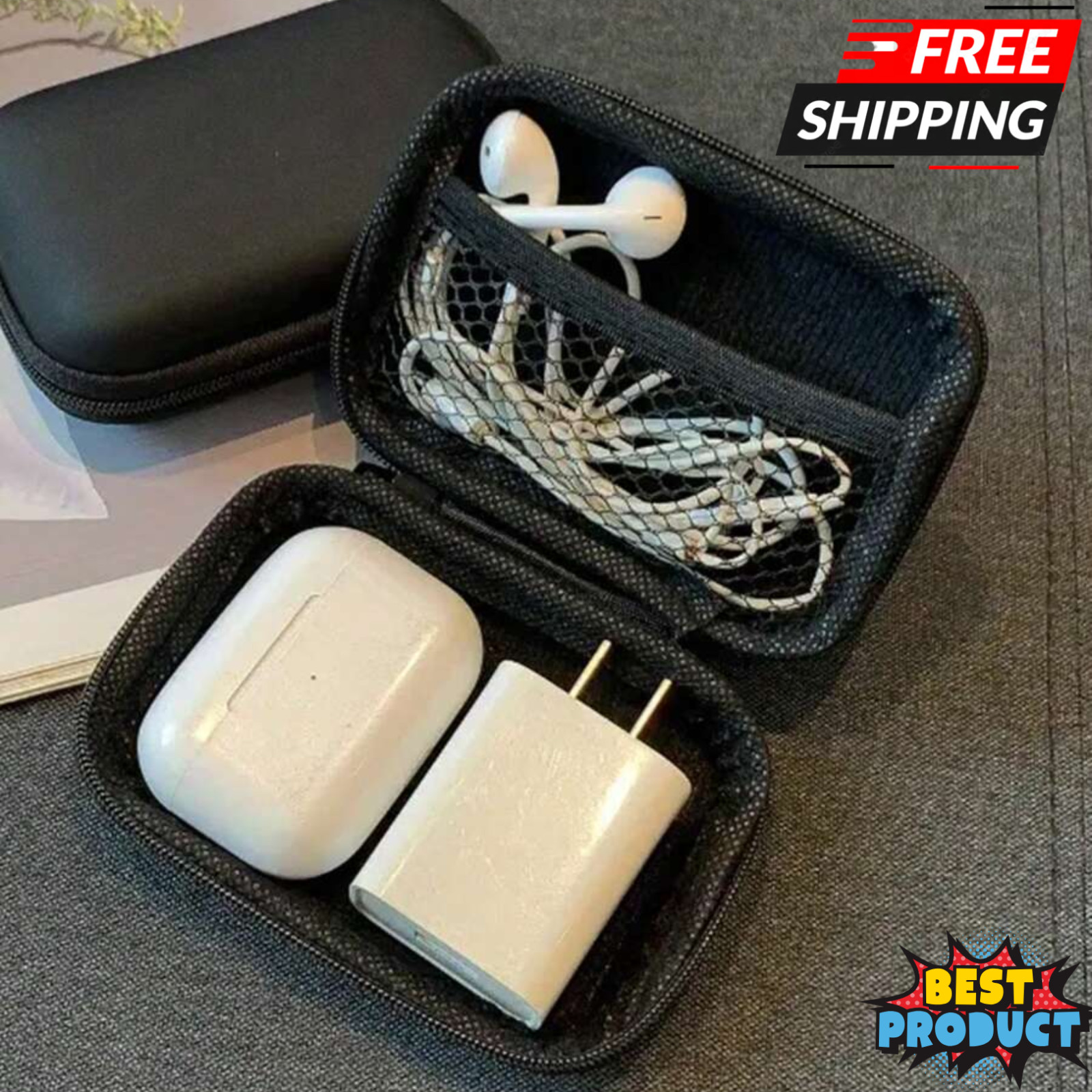 Portable Mini Travel Cable Earphone Phone Charger Storage Case Pouch Coin Purse