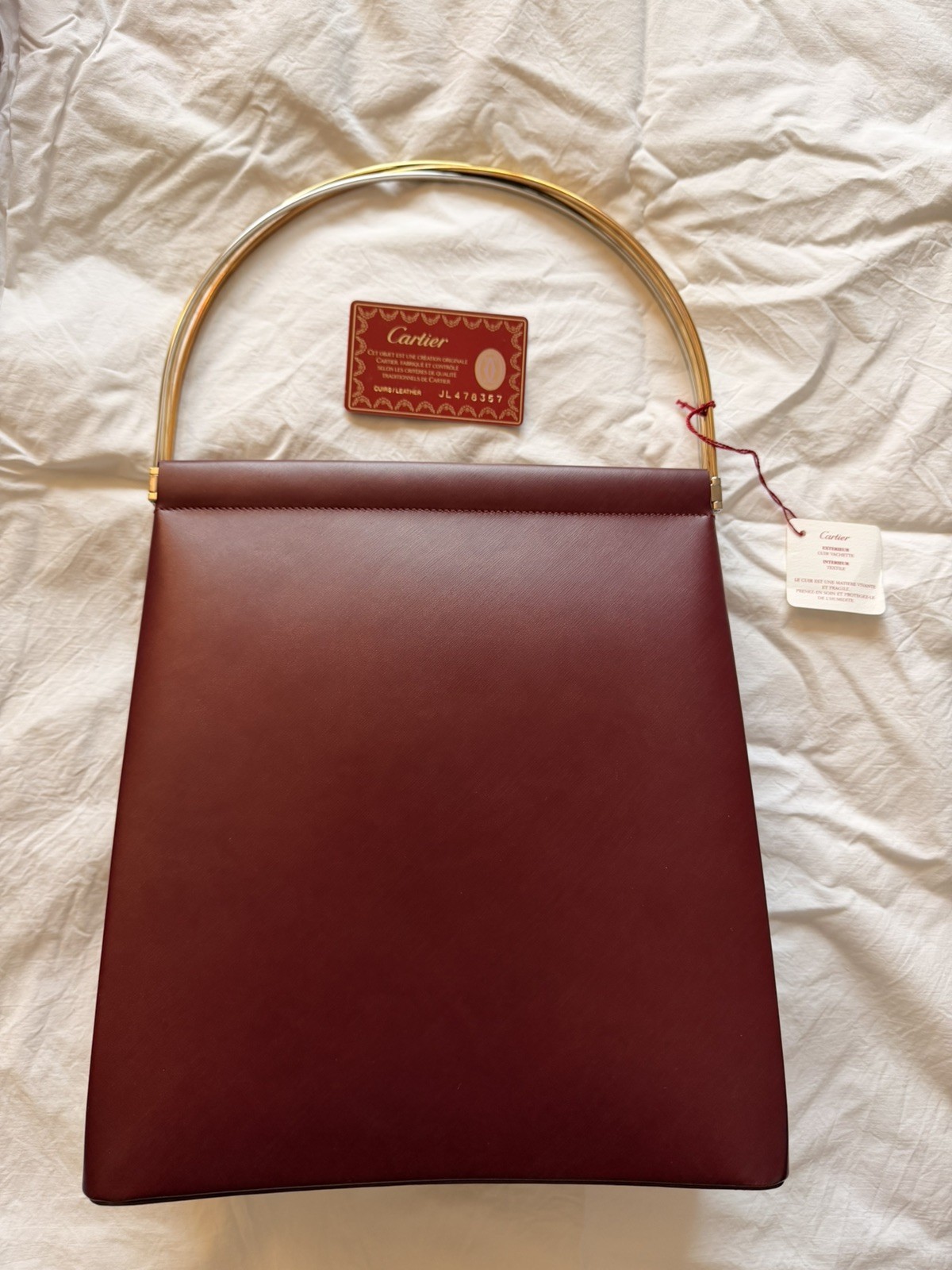 with tags Cartier Trinity Handbag Red Bordeaux original box mint con G1N
