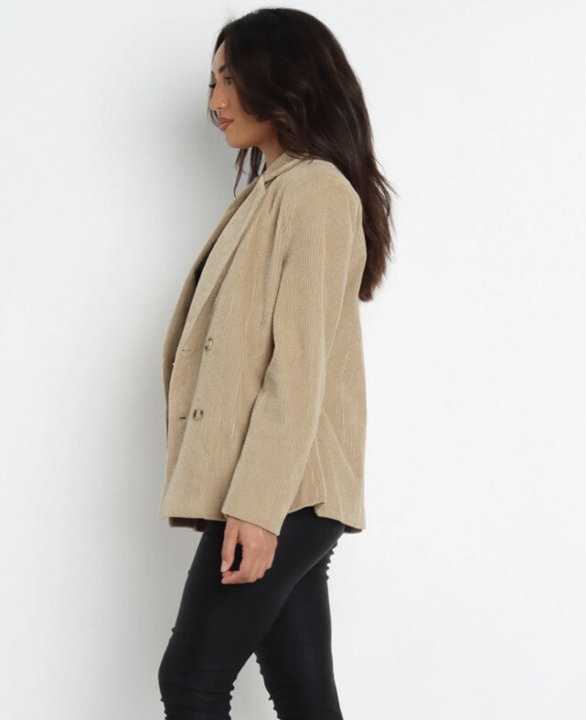 NWT Petal & Pup Tan Corduroy Blazer Jacket Double Breasted Size Medium