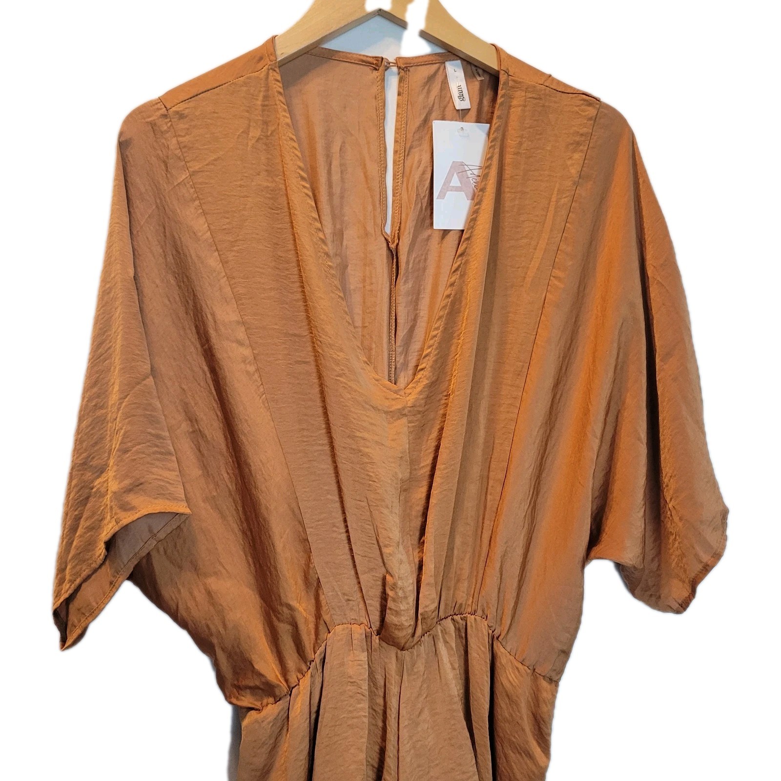 Glam Boutique Style Women’s Romper Pull On Bronze/Brown Festival Summer NWT Sz L