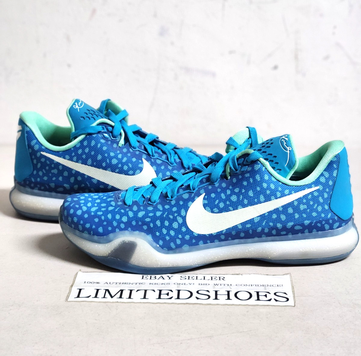 Nike Kobe 10 X ID Aqua Blue Mint 777411-971 Men US 10.5 Size