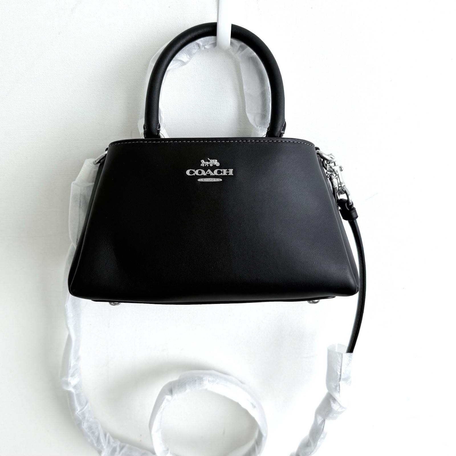 NWT Coach Zuri Top Handle Smooth Black Leather CM186 Crossbody Bag Purse Satchel