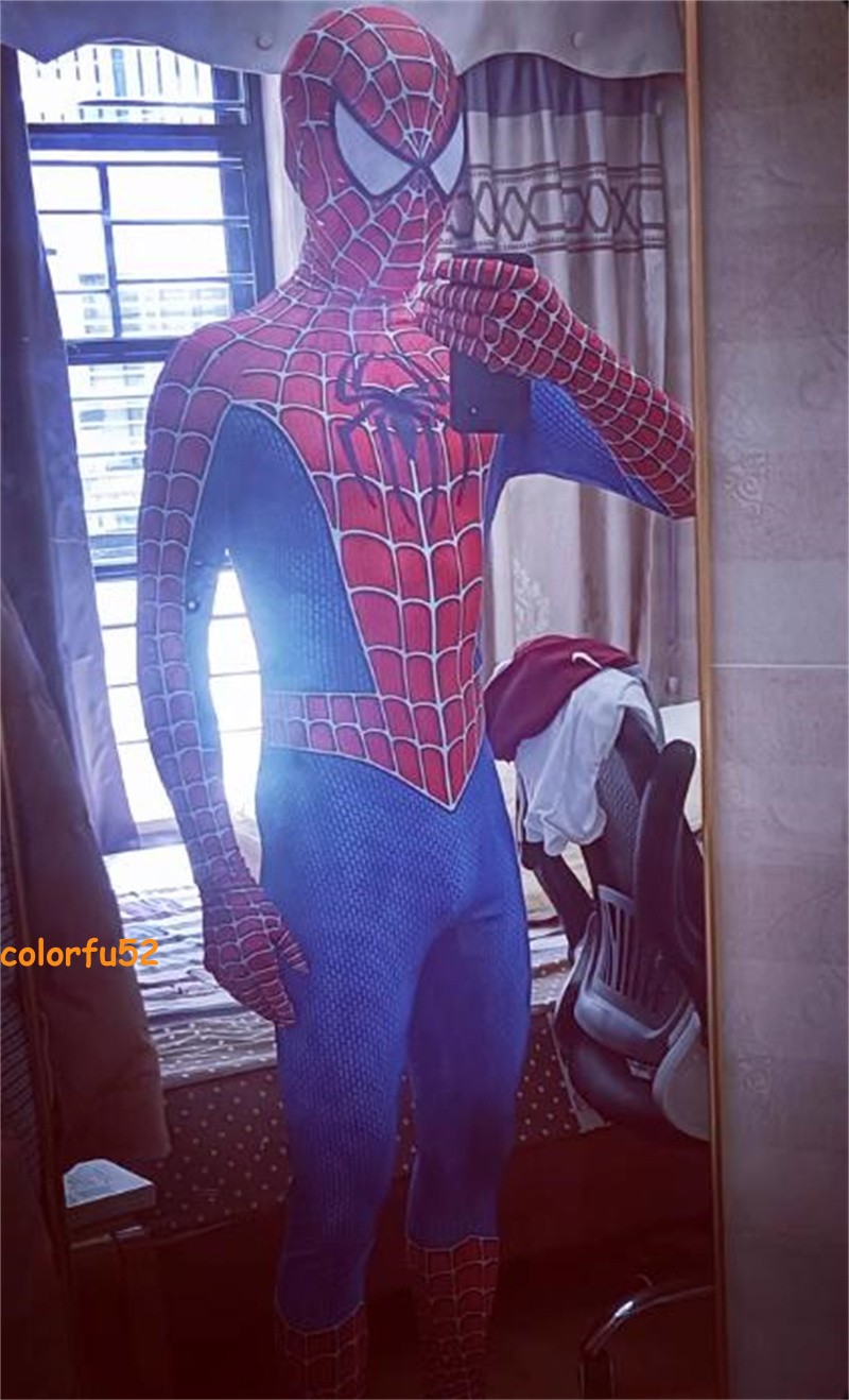 Amazing Spider-Man Tobey Maguire Cosplay Jumpsuit Mask Men Kid Halloween Costume