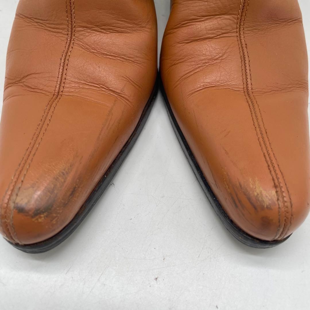 Sergio Rossi Brown Leather Knee High Boots 37 2.8in Heel Auth