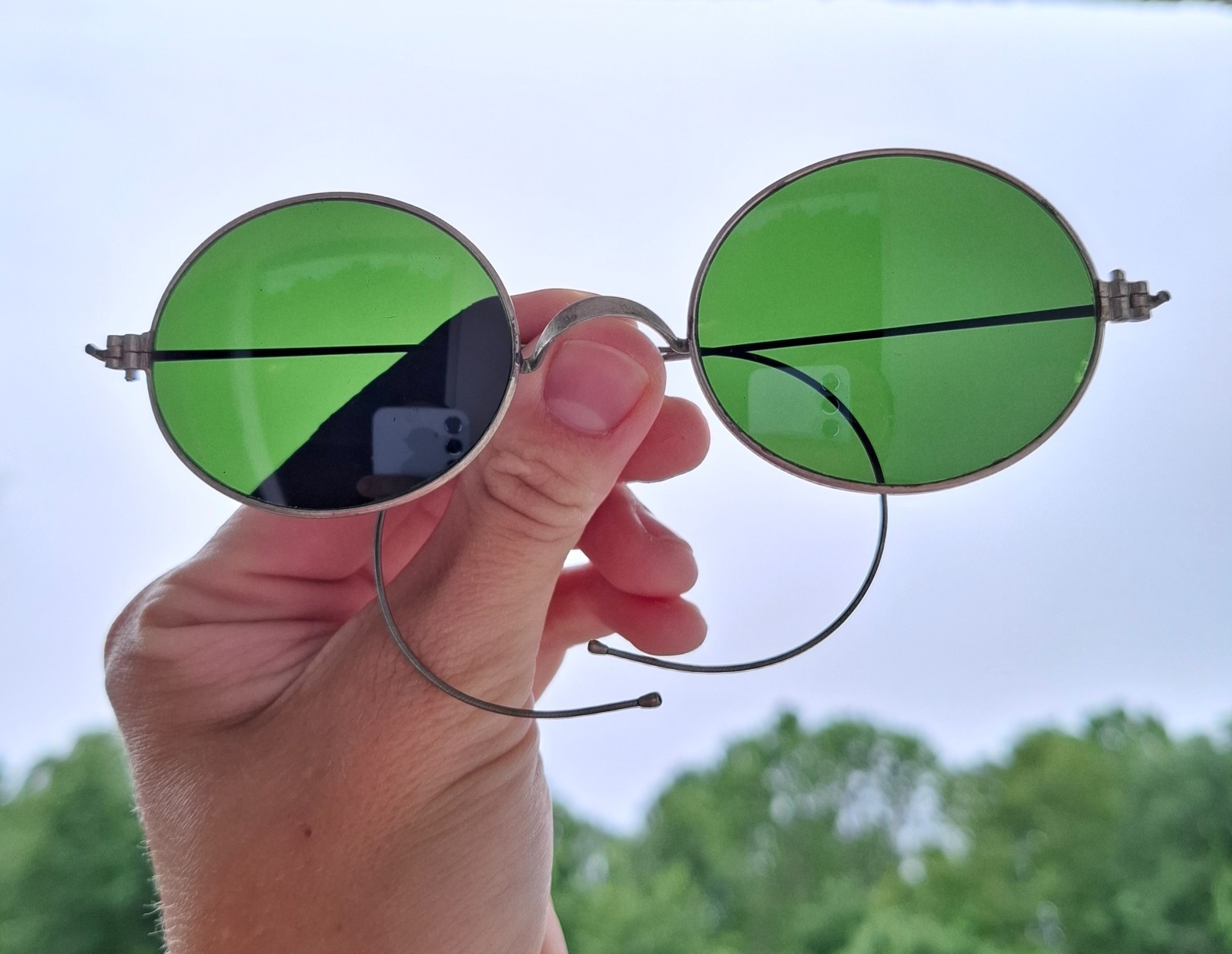 Vintage ELILA Swedish Green Lens Sunglasses c. 1910s–1940s