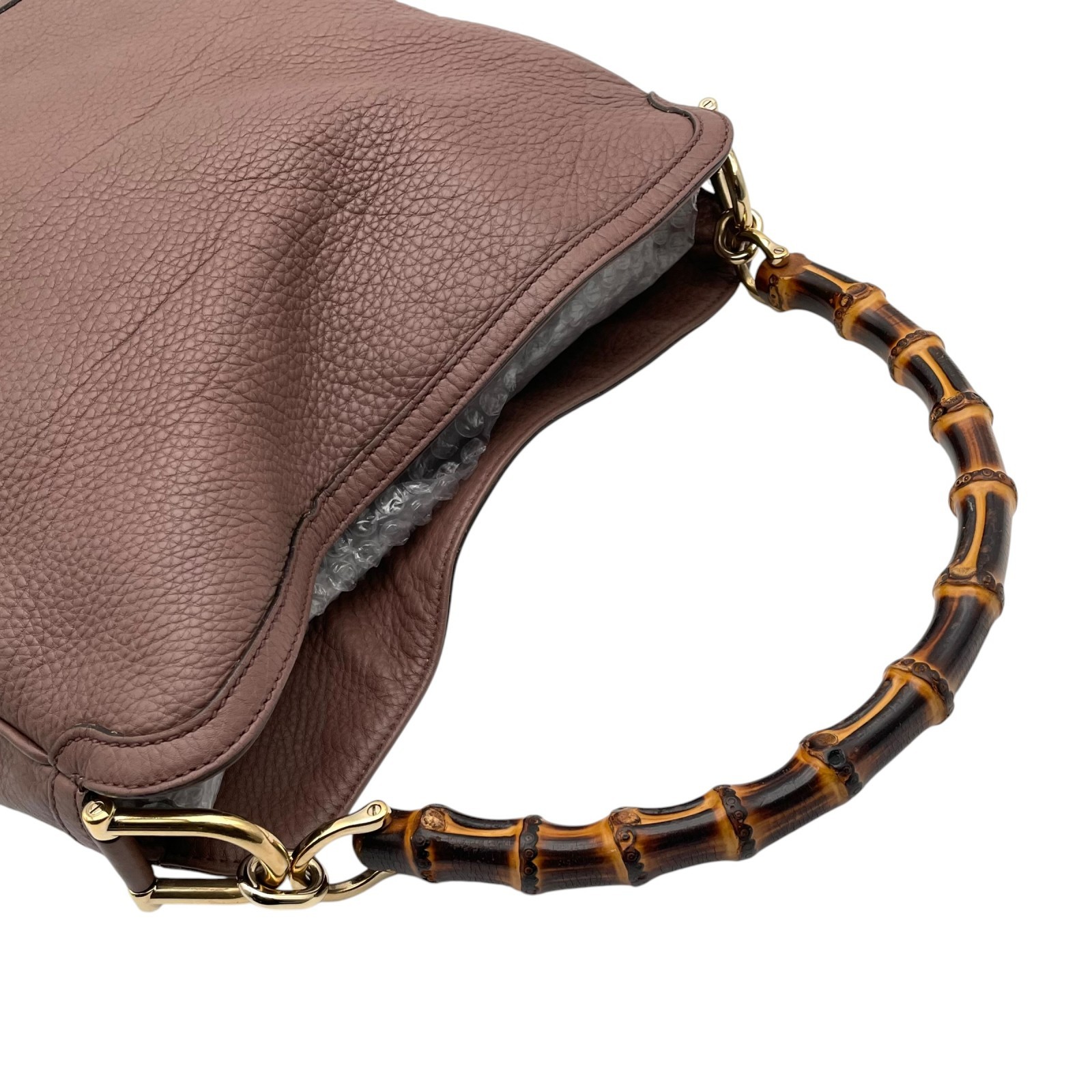 Authentic GUCCI Bamboo Tote Bag Leather Pink Gold Hardware Elegant Classic