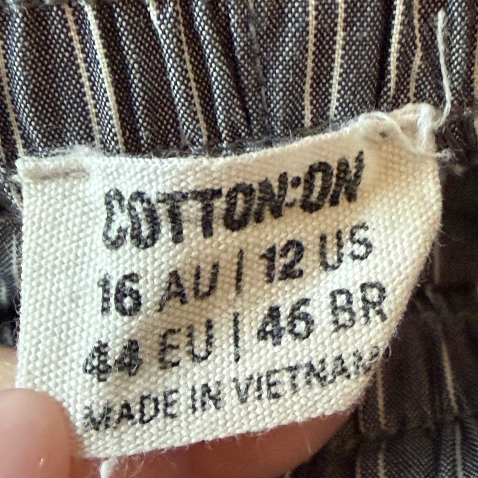 Cotton On Blue White Pinstripe Relaxed Straight Leg Cotton Pants Womens 12 US