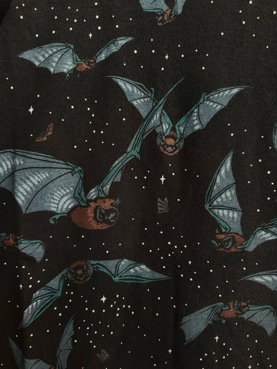 Vintage 90s Bat Moon Night Sky Double Side Single Stitch Fruit of the Loom XL