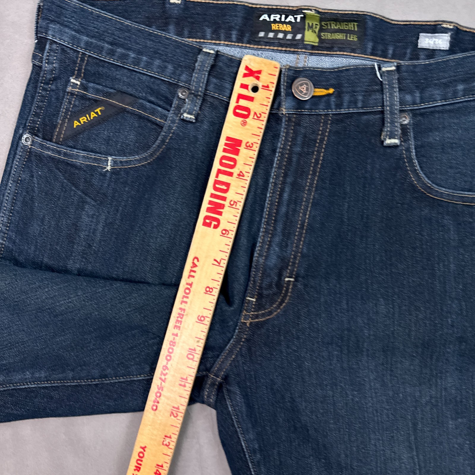 Ariat Jeans Men 34×36 Blue M4 Rebar Stackable Workwear Dark Faded Durastretch