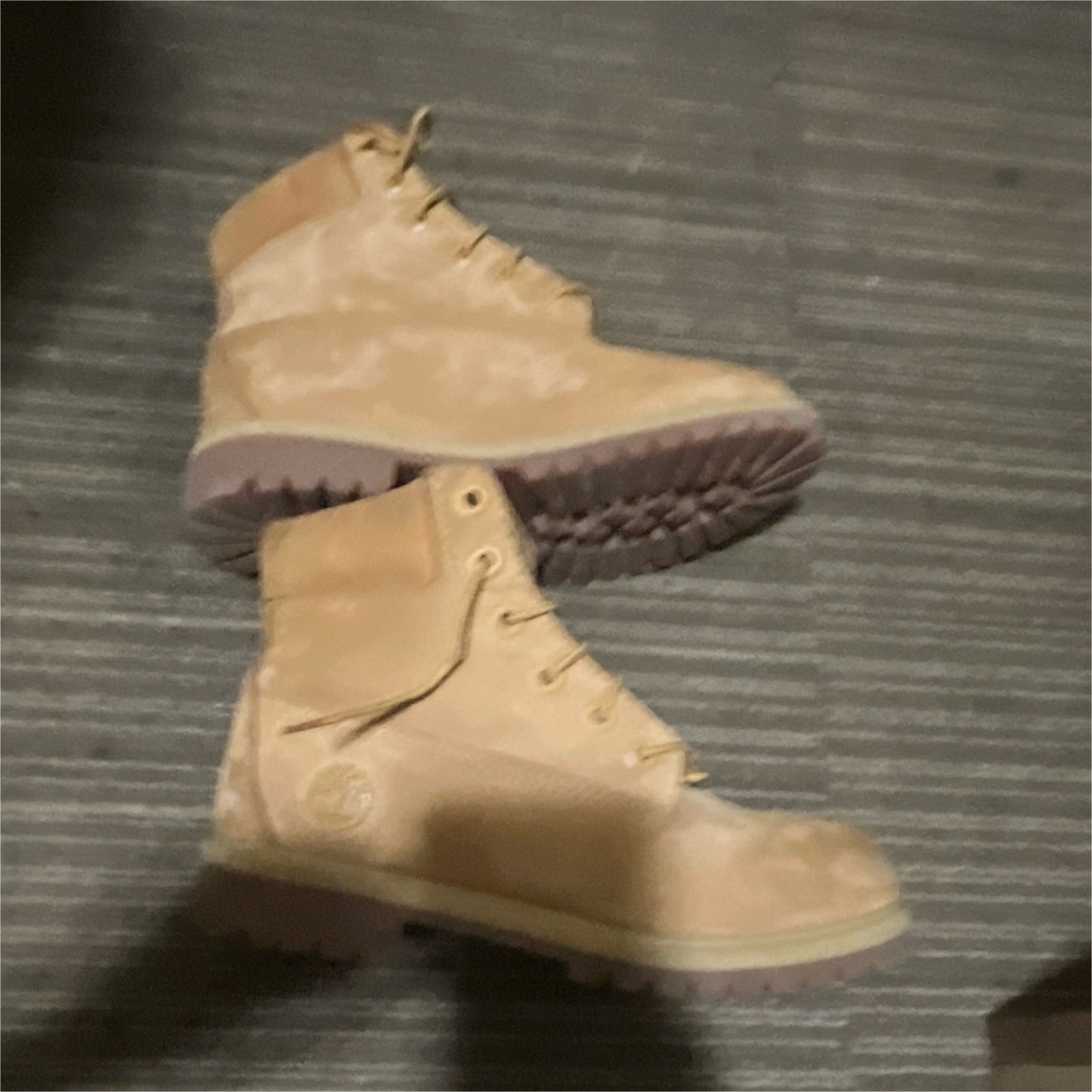Timberland Men’s Beige Leather Lace-Up Ankle Boots Rubber Sole Round Toe