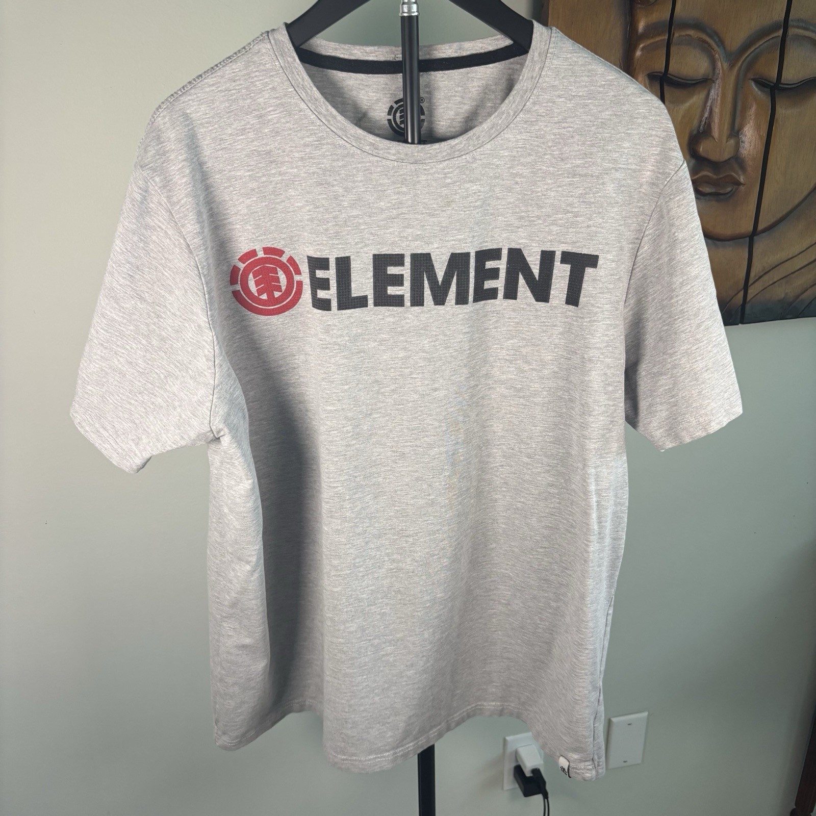 Element Logo T Shirt Mens XL Gray Relax Fit Skate Streetwear Graphic Tee