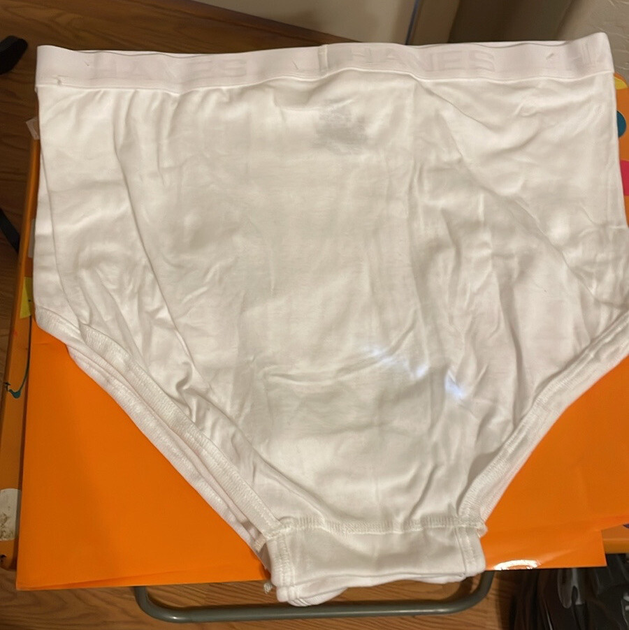 3 Pair Hanes Most Comfortable Briefs 2XL White Open Fly 44-46 Waist