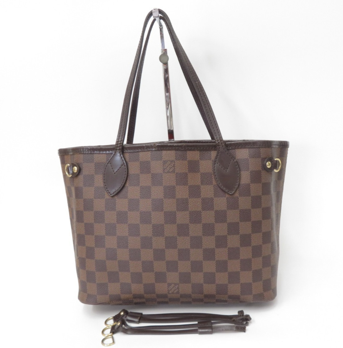 Authentic Louis Vuitton Damier Ebene Neverfull PM Tote Bag Handbag F#51490