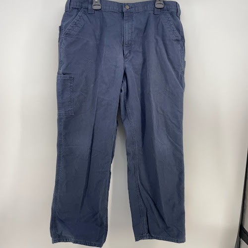 Carhartt Work Pants Mens 40×30 Fits 38×29 Blue Cotton Blend Trousers 5 Pocket