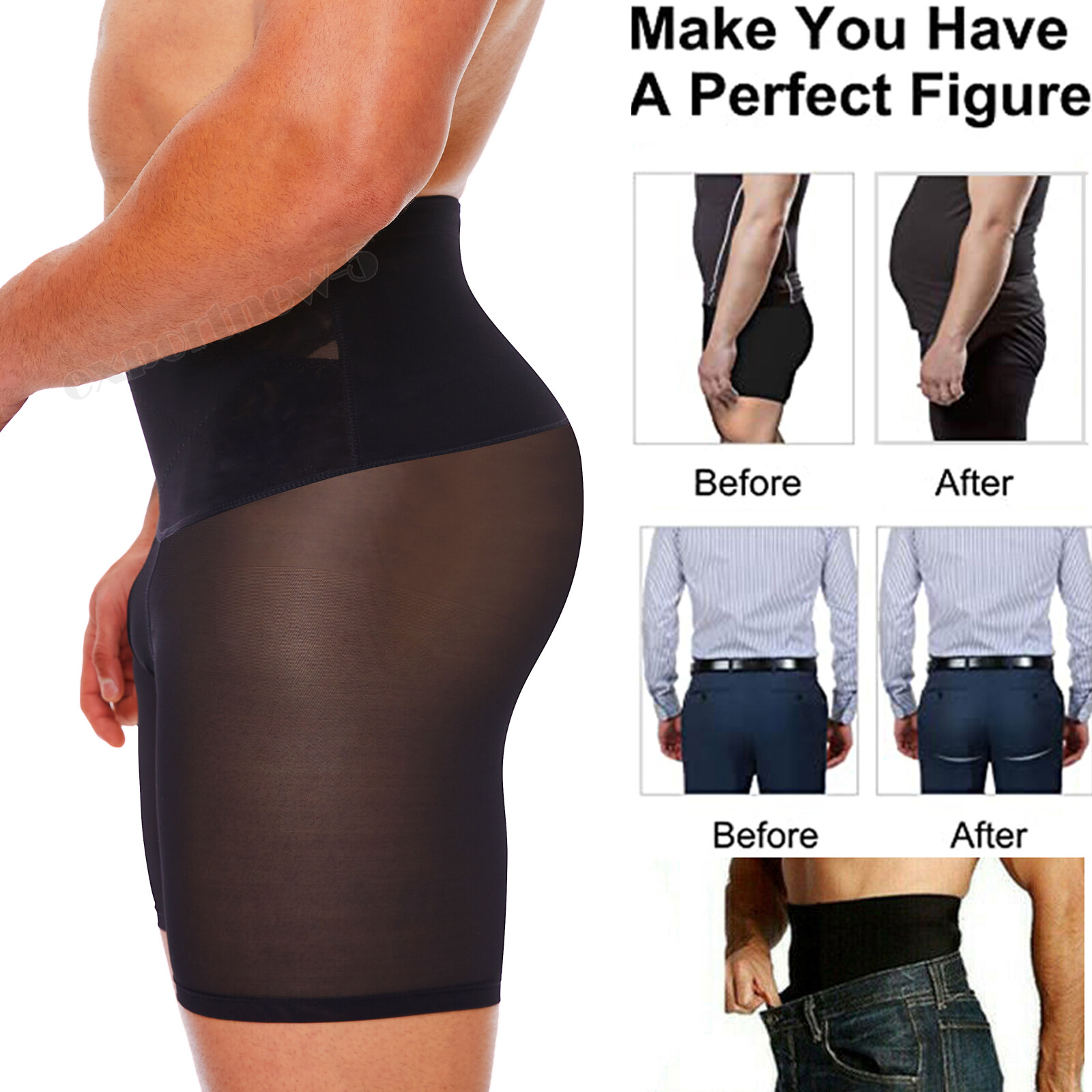 Fajas Colombiana para Hombre Stomach Shaper Boxer Brief Breathable Shapewear Men