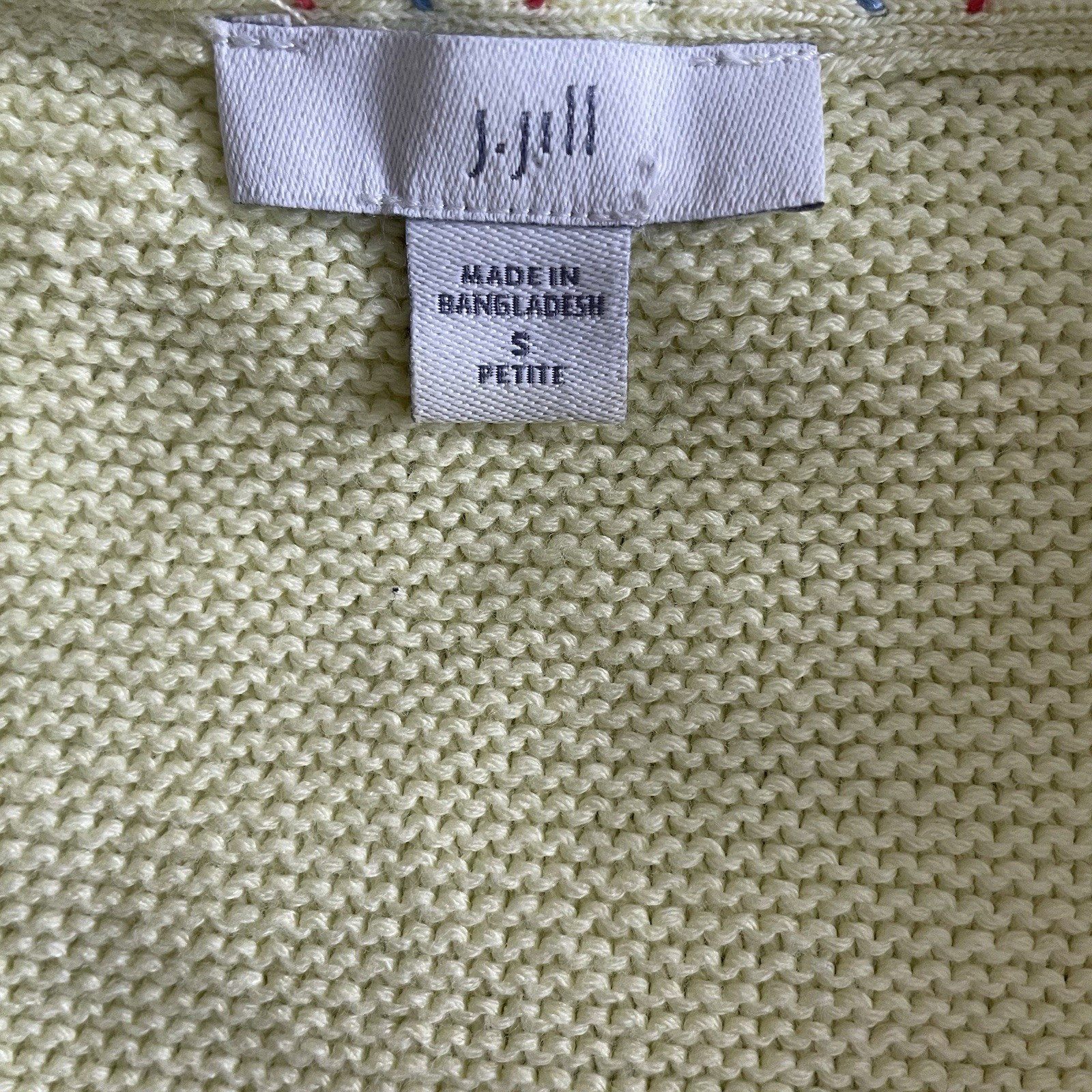 J.Jill Lemon Yellow Knit Sweater Petite Small 3/4 Sleeve Coastal Quiet Luxury