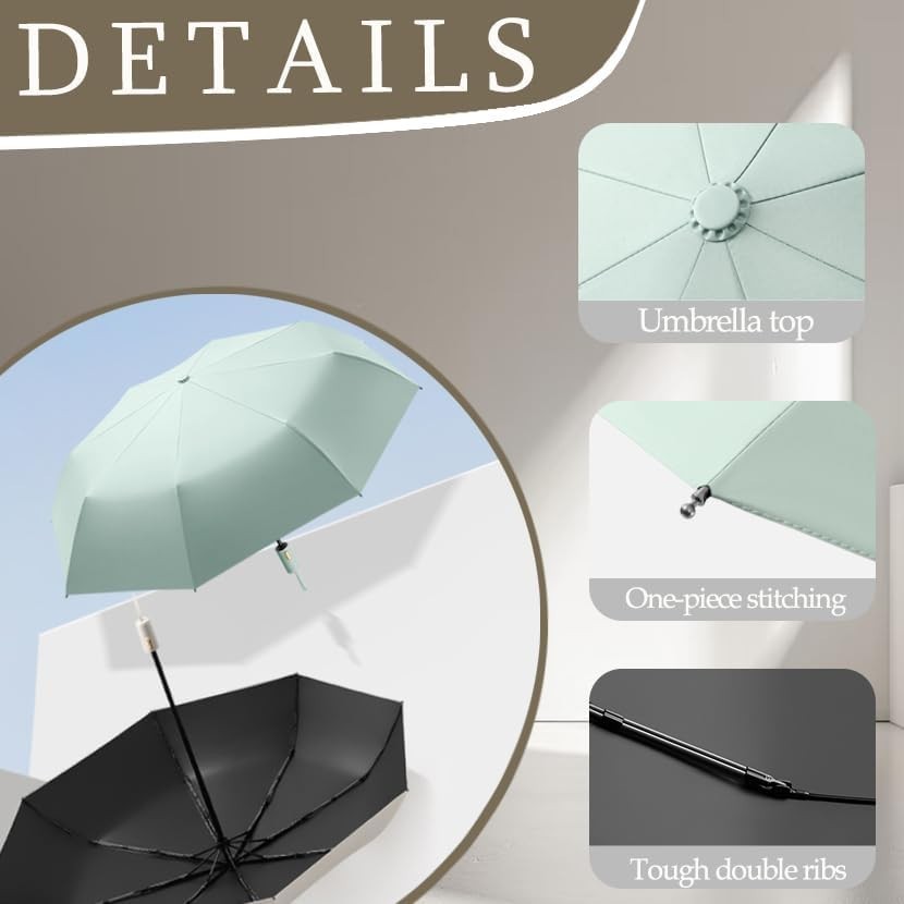 Travel Compact Folding Umbrella with 7CM Hook and Loop Strips/8Ribs