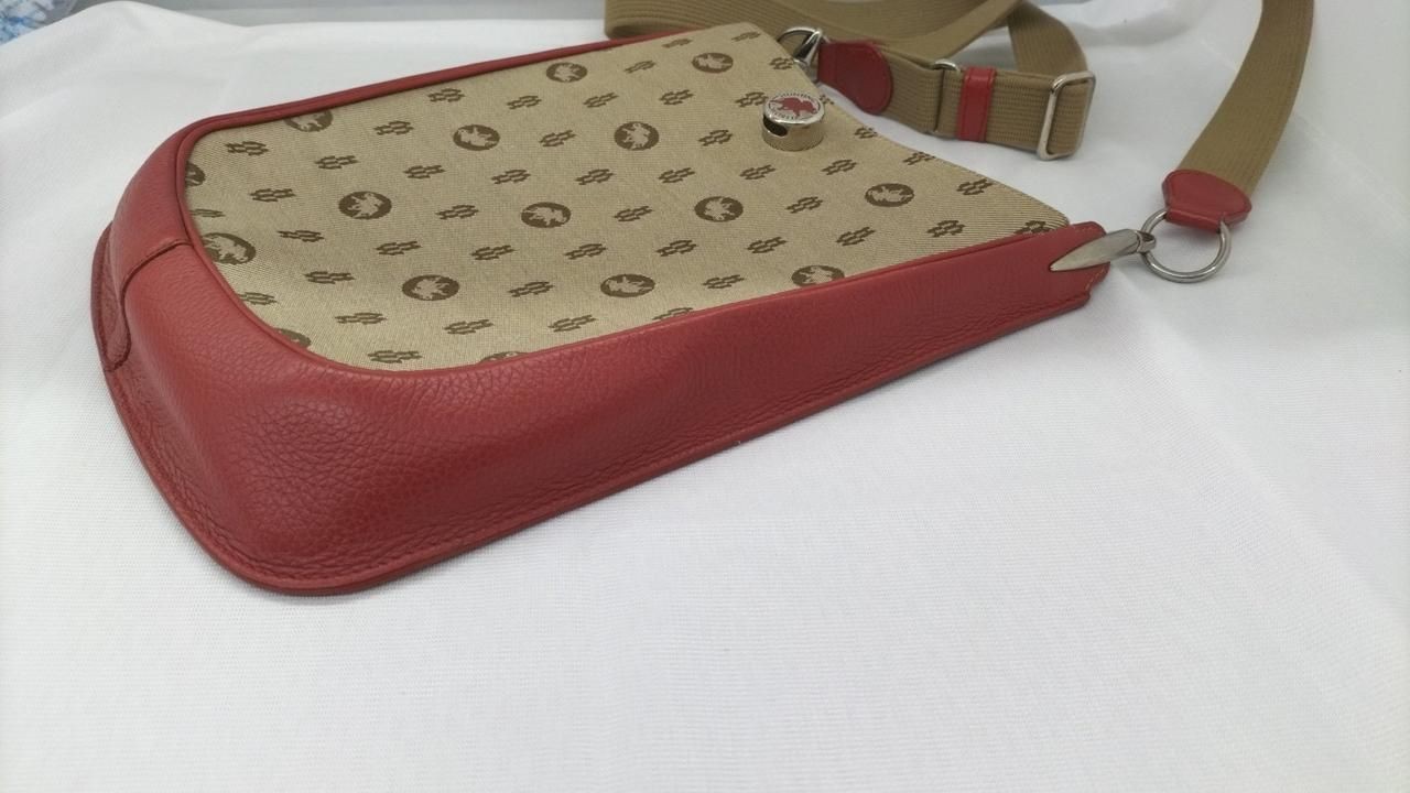 Hunting World canvas shoulder bag beige × red Used
