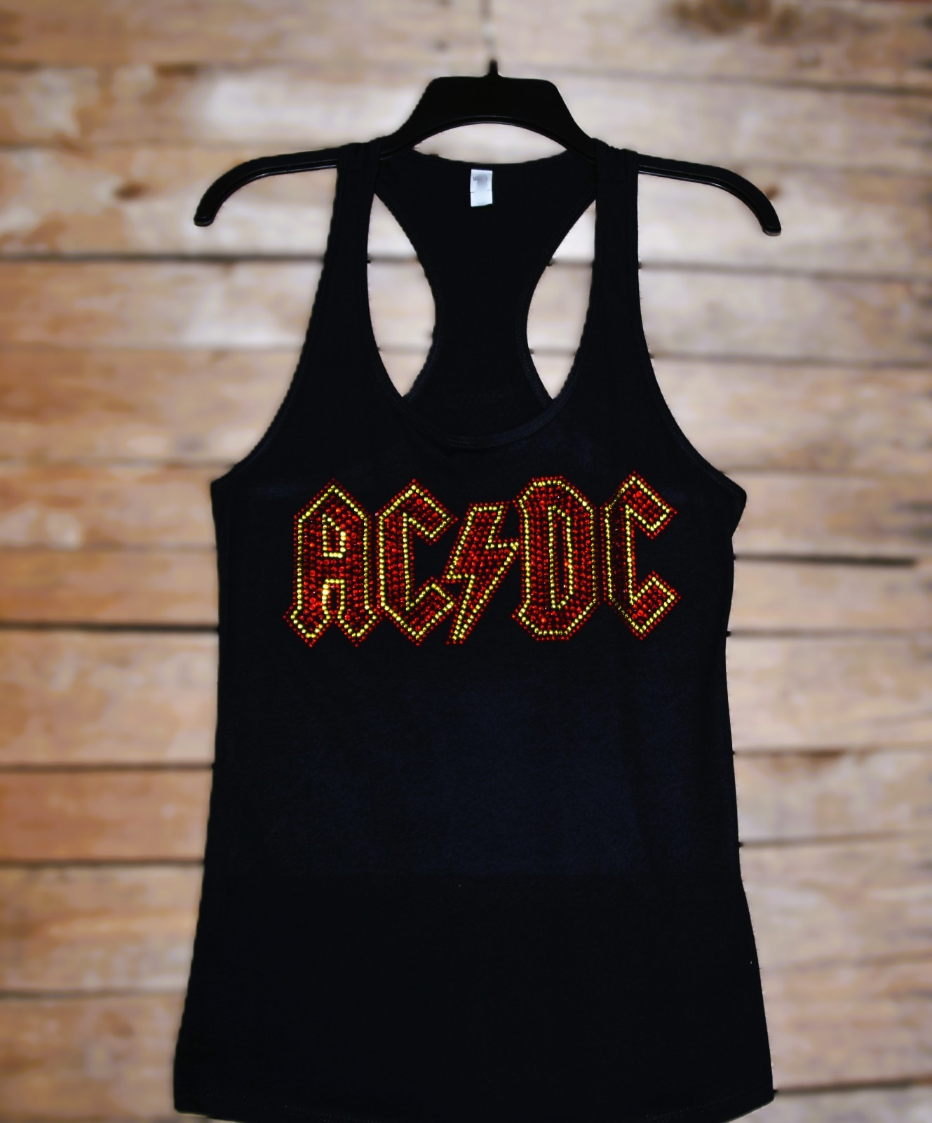 AC/DC rhinestone racer back tank top XS, S, M, L, XL, 2XL red yellow