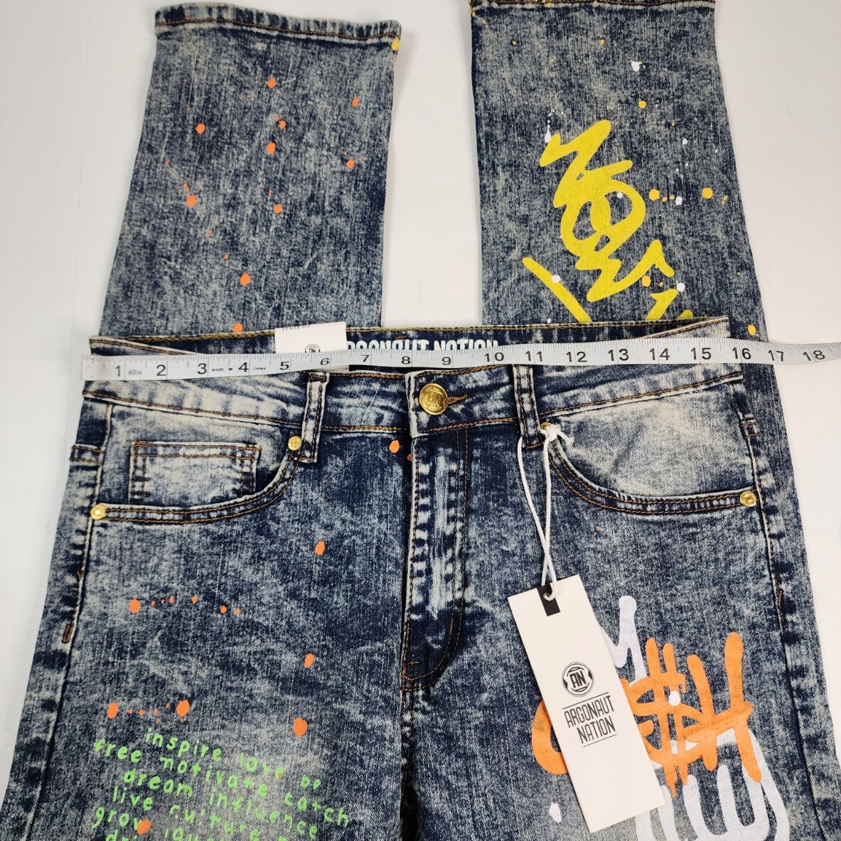 Argonaut Nation Urban Mens Pants Jeans All Over Print Stretch 32×32 (32×30) Mes