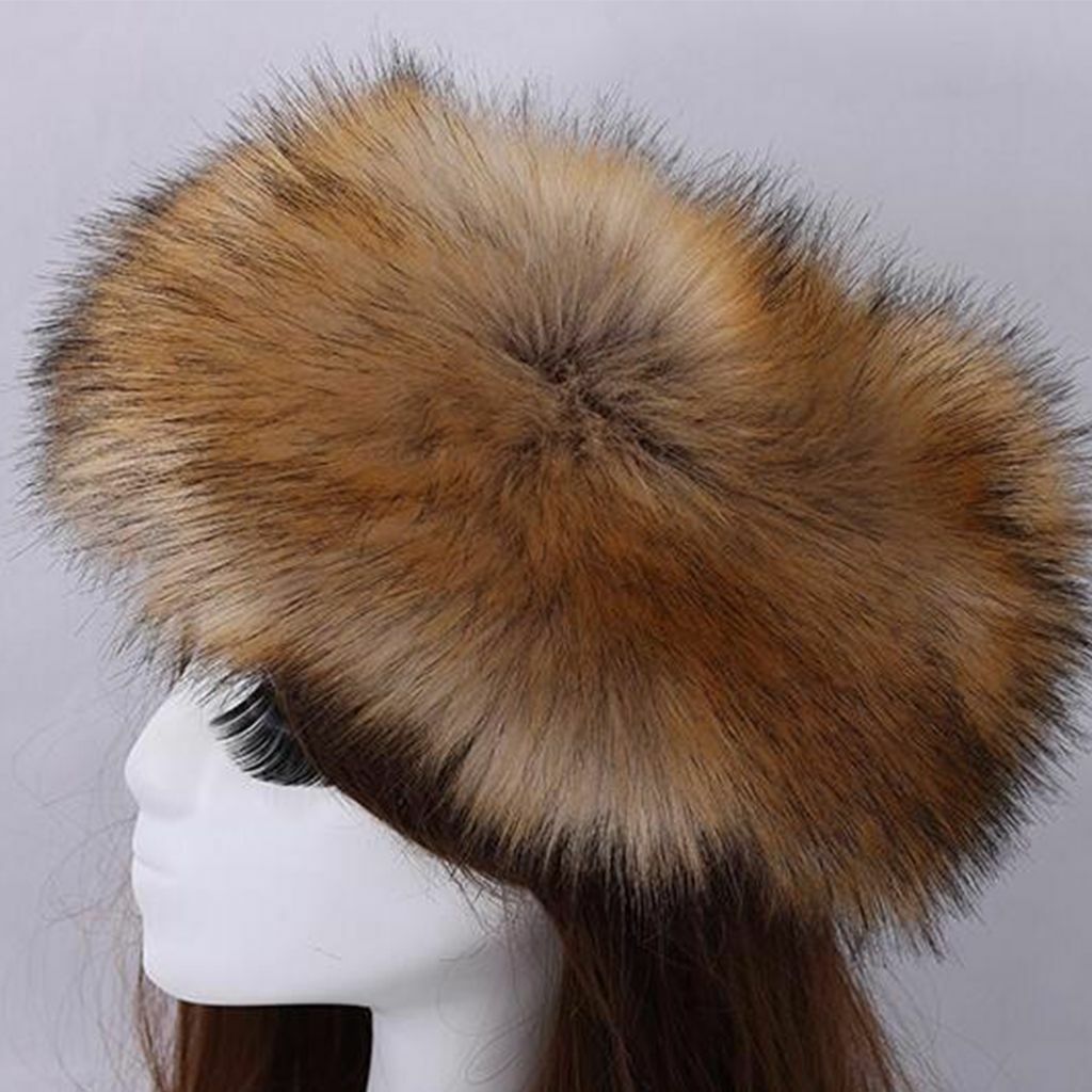 Women Russian Faux Fox Fur Hat Headband Fluffy Winter Earwarmer Ski Outdoor Cap