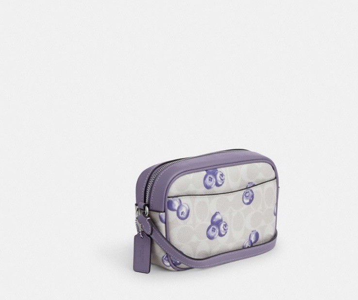 NWT ❤️ Coach Mini Jamie Camera Bag In Signature With Blueberry Print CR176