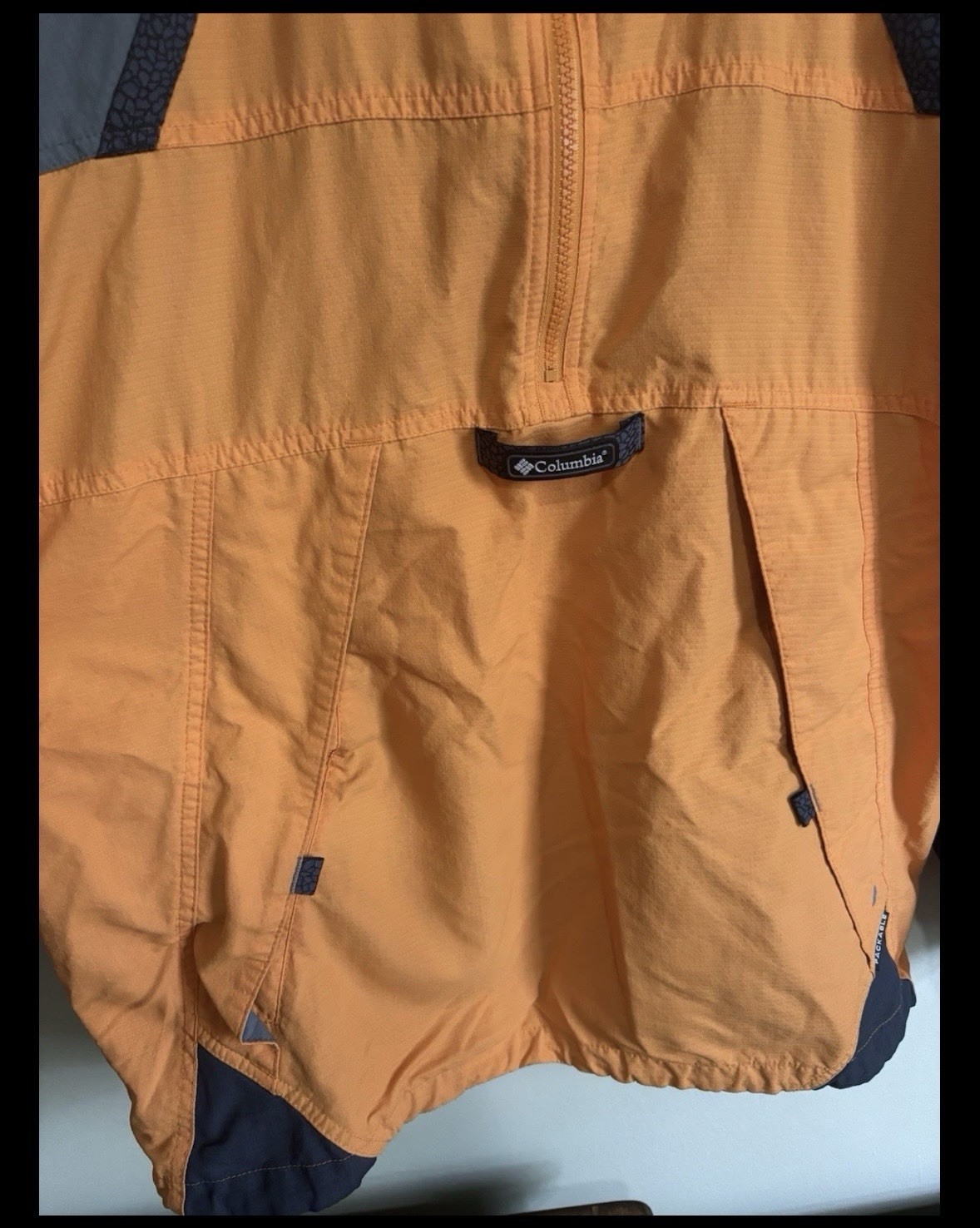 Columbia Men’s Hooded Anorak Jacket Colorblock 1/4 Zip Orange Gray M
