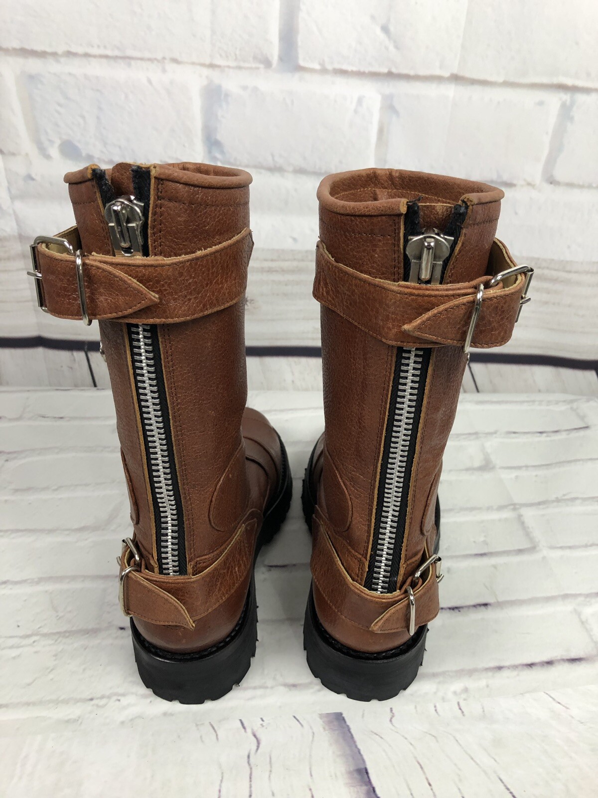 NEW Gasolina Men’s High Octane Hand Made Brown Motorcycle Boots Size 5.5 D
