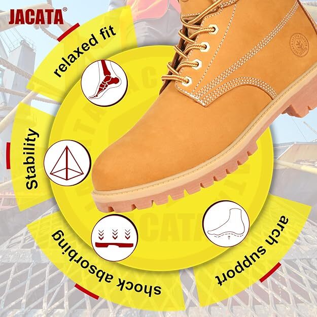Jacata Men’s Winter Snow Work Boots Shoes 6″ Premium Waterproof Leather 8601