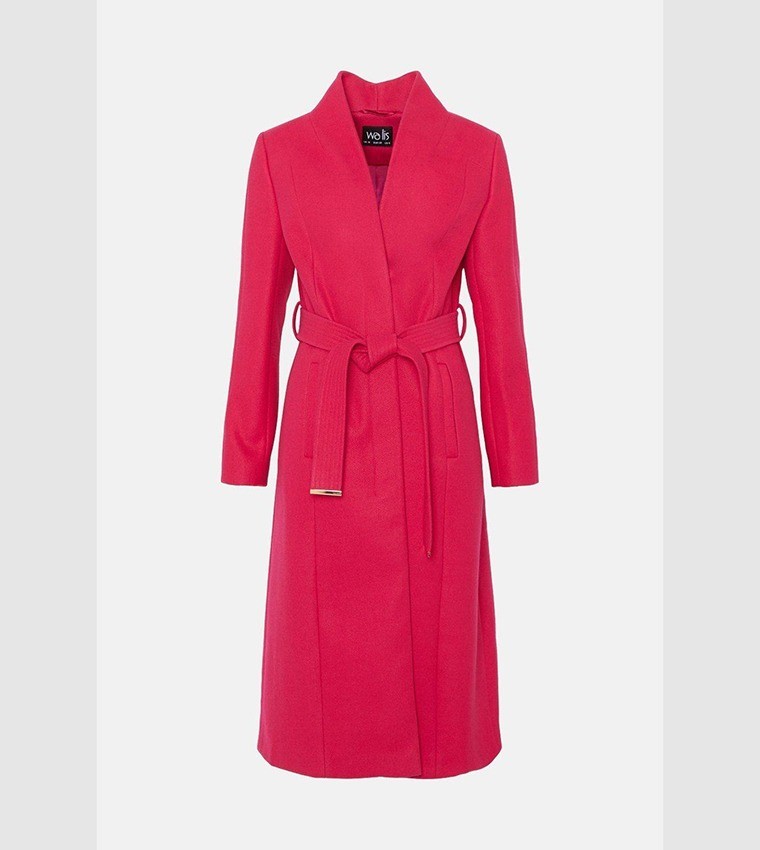 NEW WALLIS Women’s Smart Belted Collarless Wrap Coat In Orchid SIZE UK 12